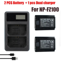 2PCS np fz100 Rechargeable Battery+LED Dual Port np-fz100 Charger For Sony NP-FZ100, BC-QZ1, Sony a9, a7R III, a7 III, ILCE-9