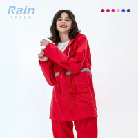 【Rainfreem】超透氣 雨衣 兩件式雨衣 雨褲 機車雨衣 露營登山 外送通勤 - 櫻桃紅