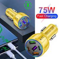 Portable PD 20W Car Charger Type C USB 75W Super Fast Charge Adapter For IPhone 14 Pro Max For Huawei Car Lighter Splitter M3H6