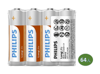 PHILIPS 飛利浦 3號AA碳鋅電池 (4顆*16組) 64入 (熱縮)