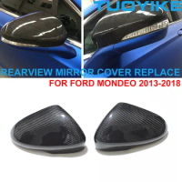 LHD RHD Car Styling Real Dry Carbon Fiber Rearview Side Mirror Replace Cover Cap Shell Trim Sticker For FORD Mondeo 2013-2018