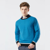 【ROBERTA 諾貝達】男裝 藍色超細羊毛衣-年輕時尚剪裁(義大利素材 台灣製)