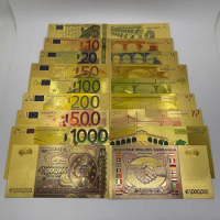 European Banknote Currency 5 10 20 50 100 500 1000 1000000 Milliion Euro Gold Banknotes for Business Gifts Collection