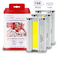 Topcolor Compatible Canon Selphy CP1300 CP1200 CP1000 CP910 CP900 Photo Printer Paper for Canon Selphy Ink Cassette KP-108IN