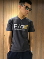 美國百分百【全新真品】Emporio Armani EA7 V領 短袖 T恤 logo T-shirt 灰色 J058