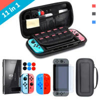 Accessories Kit for Nintendo Switch Games Bundle TPU Shell Case Grip Caps Carrying Case Glass Screen Protector