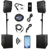 4000W 2*15 "Subwoofer Professional Audio Karaoke Sets BT Sound Box PA Speaker System Active Subwoofer Line Bocina Parlant
