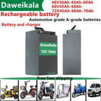 New Baterías de litio recargables para motocicleta eléctrica,baterías automotrices de grado A,48V,60V,72V, gran capacidad,70Ah