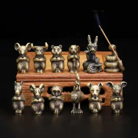 Metal Incense Stick Holder Burner Censer Mini Chinese Zodiac Animal Joss Stick Stand Collectable Figurine for Home Decoration