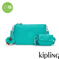 Kipling (網路獨家款) 孔雀青色附小包造型斜背包-EVELYNA