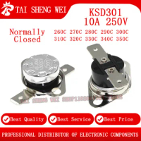 2PCS Bimetal Thermostat KSD301 10A 250V Temperature Switch Thermal Control NC 260C 270C 280C 290C 300C 310C 320C 330C 340C 350C
