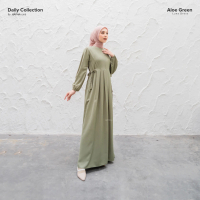 HAYNA Luna Dress (Aloe Green) - Daily Dress Busui Friendly Korean Style Gamis Wanita Muslim