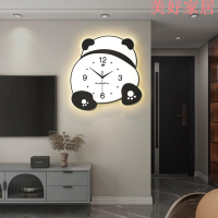 免運 掛鐘 網紅創意熊貓掛鐘客廳家用時尚裝飾畫鐘表簡約發光時鐘高級感掛墻