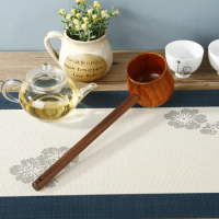 Natural Wooden Bath Spoon Water Ladle with Long Handle Water Scoop Take Restaurant Salt Scoop Wooden Home Accessories
