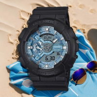 CASIO 卡西歐 G-SHOCK 冰藍色雙顯運動手錶 送禮推薦 GA-110CD-1A2