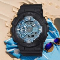 CASIO 卡西歐 G-SHOCK 冰藍色雙顯運動手錶 新春送禮 GA-110CD-1A2