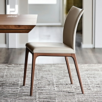 簡約真皮餐椅北歐實木靠背椅家用餐廳凳子意式極簡網紅設計椅