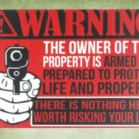 property owner armed Pro Gun 2nd Amendment tin metal sign retro garage
