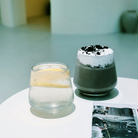 ins網紅玻璃杯餐廳果汁蘇打水飲料杯子酸奶甜品牛奶拿鐵冰咖啡杯