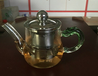 耐高溫玻璃茶具功夫小茶壺加厚琉璃把不銹鋼帶過濾花茶壺茶杯