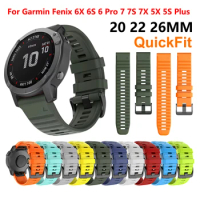 22 20 26MM QuickFit Strap For Garmin Fenix 6X 6 6S Pro Silicone Watch Band for Fenix 7S 7X 7 5X 5 5S 945 965 Epix Gen 2 Correa