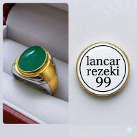 cincin batu permata Natural Green Chalcedony Ijo Ohen Garut Hijau Botol Kristal Mewah ring titanium 