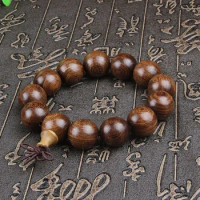 Natural gold silver sandalwood with material 15MM beams for men and women's hand string sandalwood beams bracelet
