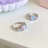 Nhẫn opal đá mặt trăng phong cách Hyuna mới, thiết kế độc đáo, nhẫn mở hiện đại trang trí bằng zirco