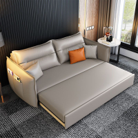 智能真皮沙發床兩用電動頭層牛皮多功能可折疊客廳雙人儲物伸縮床