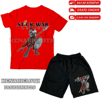 (BSA COD) Setelan Kaos Anak Celana Pendek Bisa Dipakai Laki-laki Dan perempuan Motif Stick War Legac