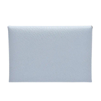 【Hermes 愛馬仕】calvi duo撞色山羊皮暗釦零錢包(淡藍/綠H083035CK-LIGHT BLUE-GR)