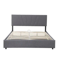 Full Upholstered Platform Bed with Lifting Storage,Full Size Bed Frame w/ Storage and Tufted Headboard,Wooden Platform Bed