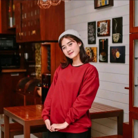 CREWNECK POLOS SWEATER UNISEX PRIA WANITA MAROON