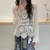 Spring and summer new Korean-style fashion casual loose hollow-out cardigan versatile niche hollow-o