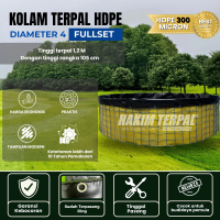 Diameter 4 tinggi 1,2 Meter Fullset Bahan HDPE Geomembrane 300 Micron Kolam Terpal bulat untuk ikan 