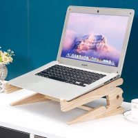 Universal Wood Laptop Stand For Desk 10-17 inch Macbook Air Pro 13 15 Storage Detachable Wooden Notebook Holder Accessories