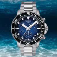【TISSOT 天梭 官方授權】SEASTAR1000海星系列 300m 漸層藍潛水計時腕錶 母親節 禮物(T1204171104101)