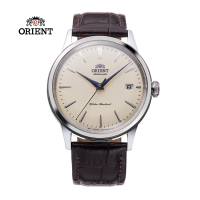 ORIENT 東方錶 官方授權T2 DATE 簡約機械錶 皮帶男腕錶-象牙色-38.4mm(RA-AC0M04Y)