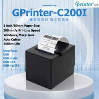 GPrinter 80mm Receipt Thermal Printer With 200mm/s High Printing Speed 3 Inch Kitchen Printer With Lan/Wifi/Bluetooth Interface