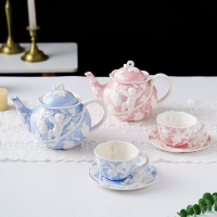法式復古浮雕茶壺 下午茶 歐式陶瓷茶具 簡約咖啡杯骨瓷英式 家用