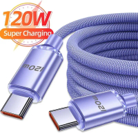 Thick Nylon Cable 120W USB C to Type C Cable for iPhone 15Pro PD Fast Charging USB-C Data Cable for 