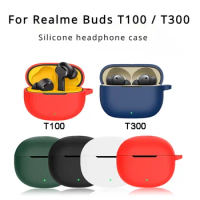 For Oppo Realme Buds T100 / T300 Earphone Protective Case Silicone Case Silicone Pure color Cover for Oppo Realme Buds