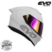 EVO GT-PRO Plain Pearl White Dual Visor Full Face Helmet with Free Clear