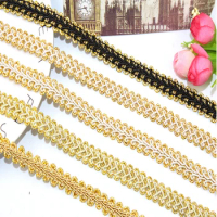 5Yards Gold Silver Lace Trim Ribbon Curve Lace Fabric Centipede Braided Lace Wedding Craft DIY Clothes Accessories Decoration