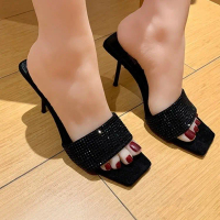 Super Black velvet stilettos with black diamonds, fierce, cool, super sexy, premium quality, ready t