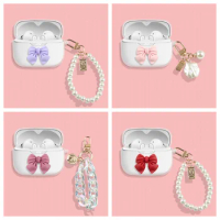 Cute Cartoon Bow-knot Soft Transparent Earphone Protective Case for JBL Tune 230NC TWS Headphone Cover with Lovely Pendant