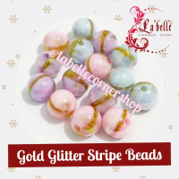 Gold Glitter Stripe UV Beads/Manik UV Glitter Emas