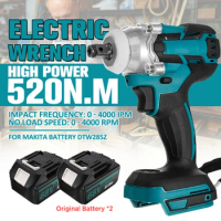 18V 520Nm Electric Rechargeable Brushless Cordless Impact Wrench Cordless 1/2 Socket Wrench Power Tool For Makita Battery Hot