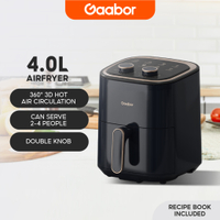Gaabor Air Fryer Double Control Knob Automatic Power-Off 8 Function Menus 4L Capacity