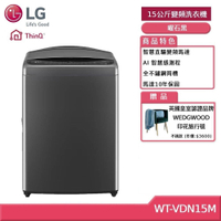 LG樂金 15公斤 AI DD  直驅變頻直立洗衣機(曜石黑) WT-VDN15M(獨家送好禮)